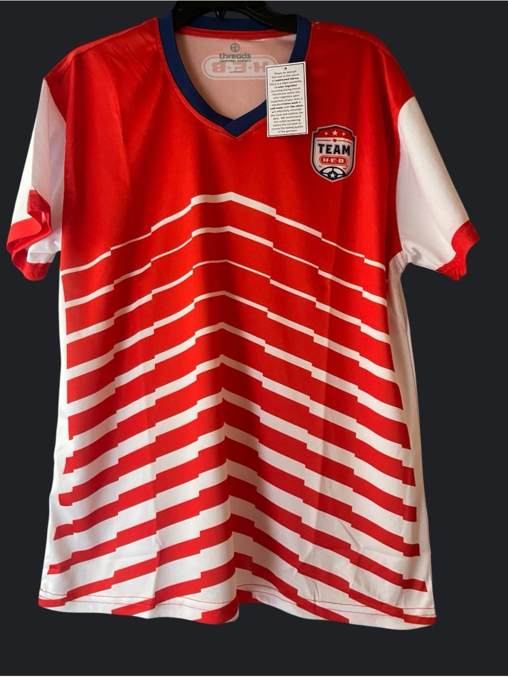 Team HEB  Red and White Striped Performance Jersey